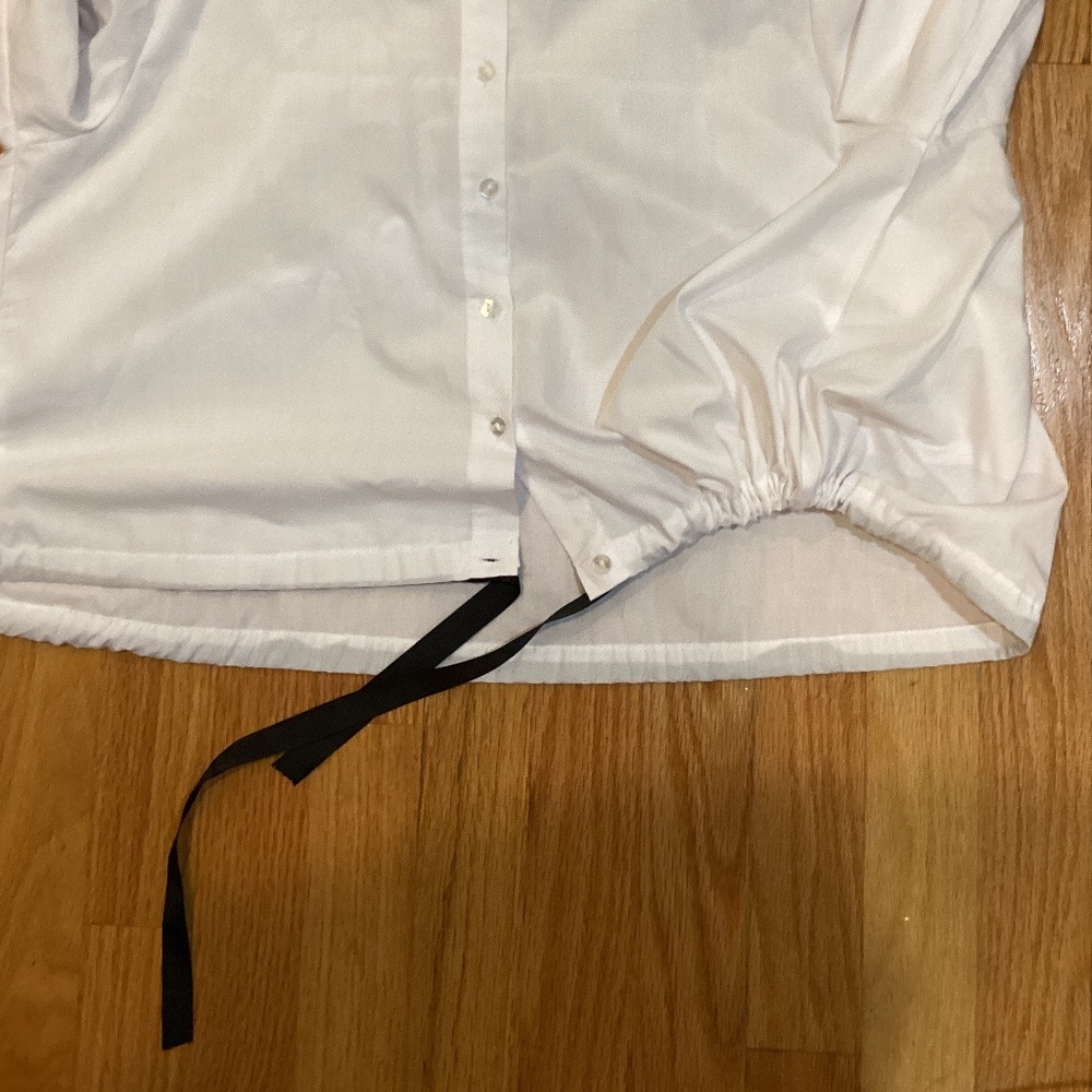 Cropped Drawstring Button-Up - Picture 3 of 4